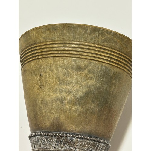 277 - A large Antique Continental rhino horn ceremonial cup, probably late 19th century, on unmarked white... 