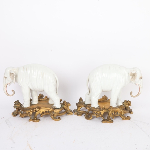 301 - A fine pair of white glaze porcelain elephants, probably late 19th century Samson Paris, no factory ... 