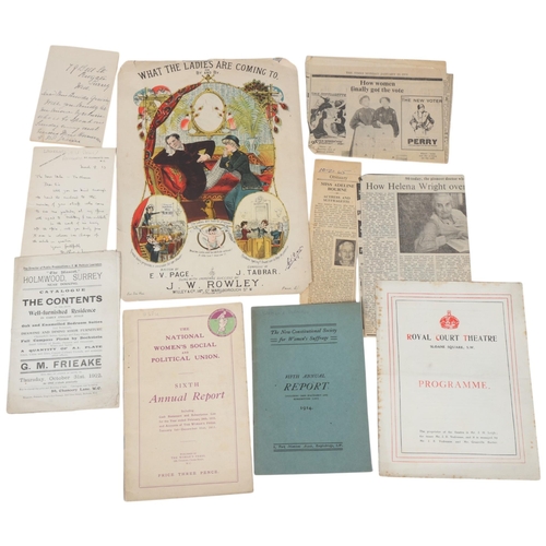 104 - Suffragette ephemera to include: The Fifth Annual Report of the New Constitutional Society for Women... 