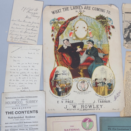 104 - Suffragette ephemera to include: The Fifth Annual Report of the New Constitutional Society for Women... 