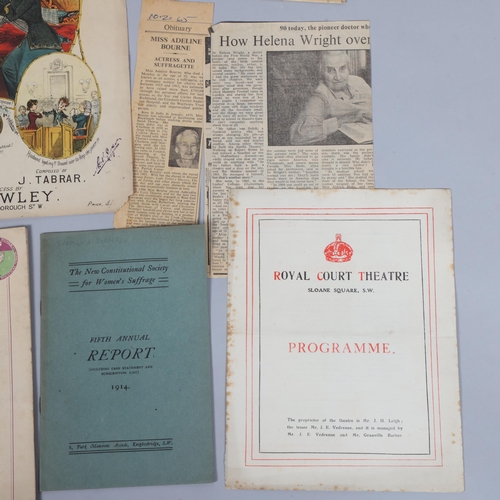 104 - Suffragette ephemera to include: The Fifth Annual Report of the New Constitutional Society for Women... 