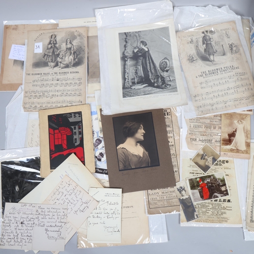 105 - A rich trove of ephemera relating to women in the theatre from the Victorian era into the mid-twenti... 