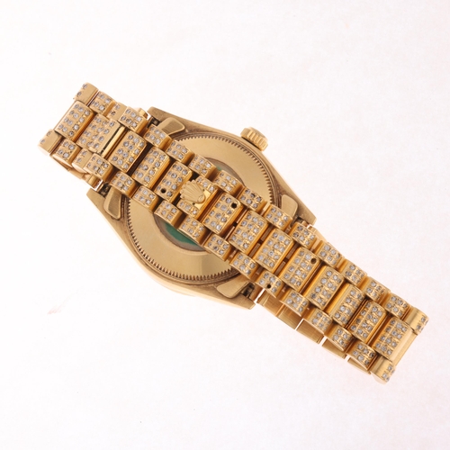 1038 - ROLEX - a mid-size 18ct gold after market diamond Datejust automatic calendar bracelet watch, ref. 6... 