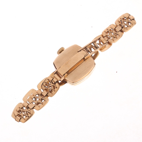1043 - GRADUS - a lady's Vintage 9ct gold mechanical bracelet watch, circa 1970s, silvered dial with black ... 