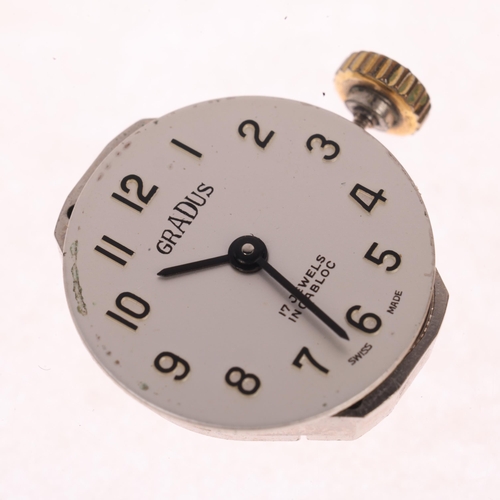 1043 - GRADUS - a lady's Vintage 9ct gold mechanical bracelet watch, circa 1970s, silvered dial with black ... 