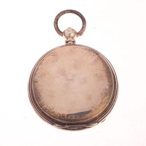 1057 - A 19th century silver open-face key-wind pocket watch, white enamel dial with black Roman numeral ho... 