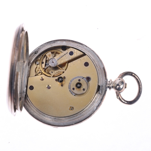 1057 - A 19th century silver open-face key-wind pocket watch, white enamel dial with black Roman numeral ho... 