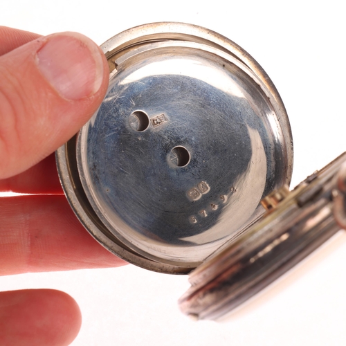 1057 - A 19th century silver open-face key-wind pocket watch, white enamel dial with black Roman numeral ho... 
