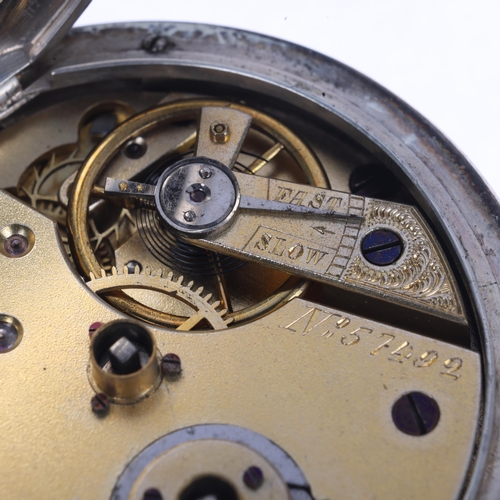 1057 - A 19th century silver open-face key-wind pocket watch, white enamel dial with black Roman numeral ho... 