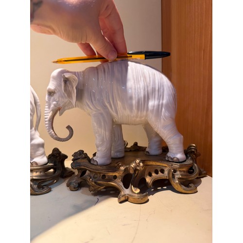 301 - A fine pair of white glaze porcelain elephants, probably late 19th century Samson Paris, no factory ... 