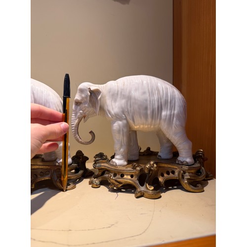 301 - A fine pair of white glaze porcelain elephants, probably late 19th century Samson Paris, no factory ... 