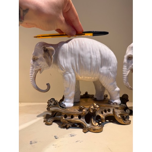 301 - A fine pair of white glaze porcelain elephants, probably late 19th century Samson Paris, no factory ... 