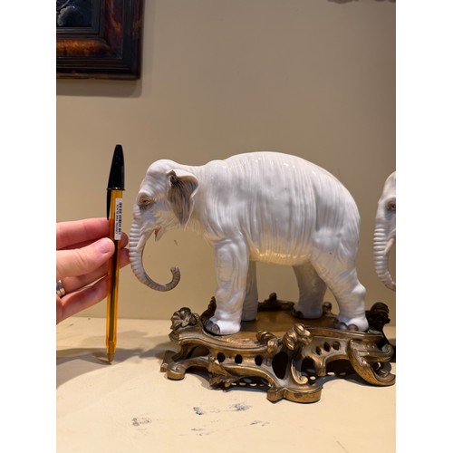 301 - A fine pair of white glaze porcelain elephants, probably late 19th century Samson Paris, no factory ... 