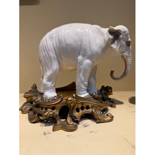 301 - A fine pair of white glaze porcelain elephants, probably late 19th century Samson Paris, no factory ... 