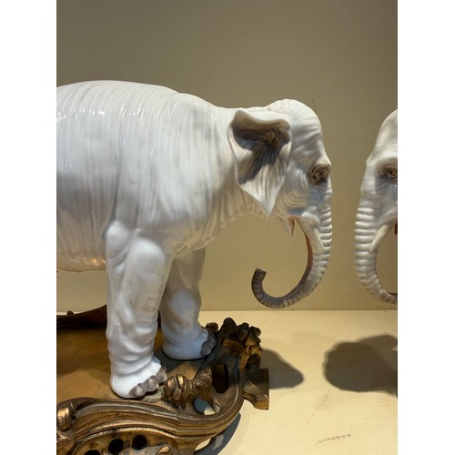 301 - A fine pair of white glaze porcelain elephants, probably late 19th century Samson Paris, no factory ... 