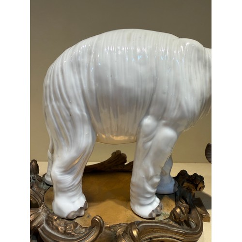 301 - A fine pair of white glaze porcelain elephants, probably late 19th century Samson Paris, no factory ... 