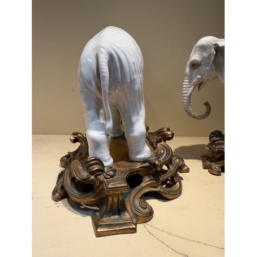 301 - A fine pair of white glaze porcelain elephants, probably late 19th century Samson Paris, no factory ... 