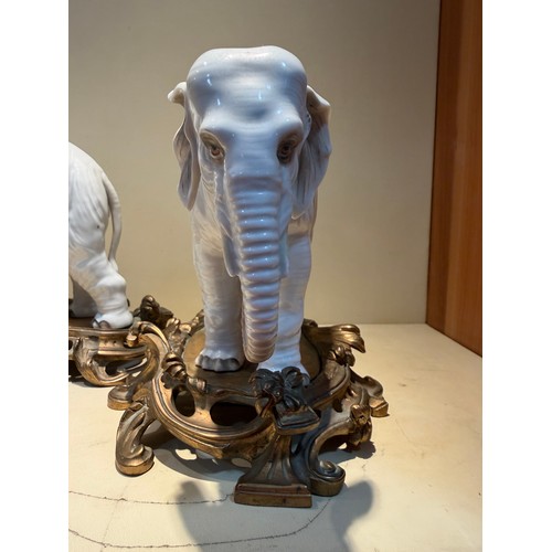 301 - A fine pair of white glaze porcelain elephants, probably late 19th century Samson Paris, no factory ... 