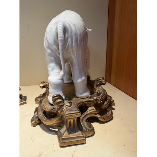301 - A fine pair of white glaze porcelain elephants, probably late 19th century Samson Paris, no factory ... 