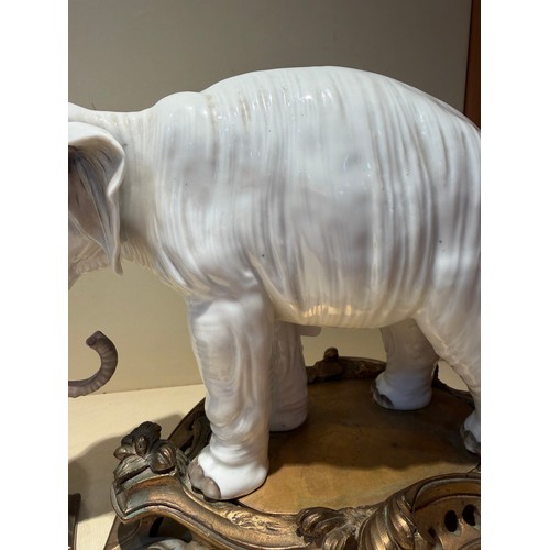301 - A fine pair of white glaze porcelain elephants, probably late 19th century Samson Paris, no factory ... 