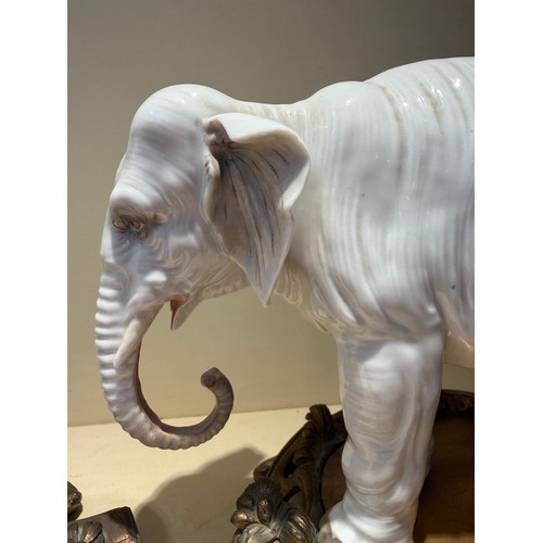 301 - A fine pair of white glaze porcelain elephants, probably late 19th century Samson Paris, no factory ... 
