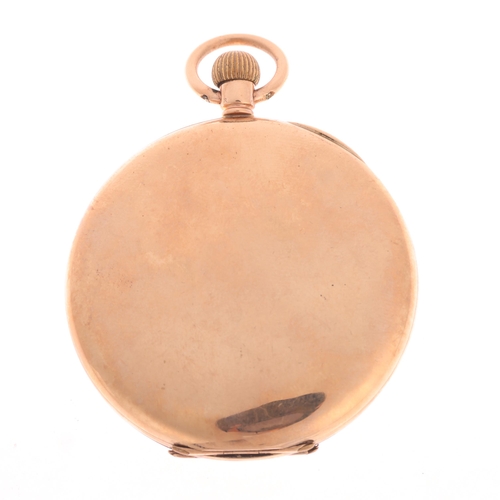 1030 - An early 20th century 9ct rose gold full hunter slimline keyless pocket watch, retailed by S Smith &... 