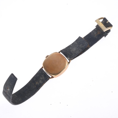 1010 - ROTARY - a Vintage 9ct gold Supersport mechanical wristwatch, circa 1940s, silvered dial with black ... 