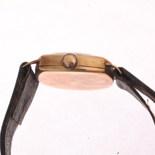 1010 - ROTARY - a Vintage 9ct gold Supersport mechanical wristwatch, circa 1940s, silvered dial with black ... 