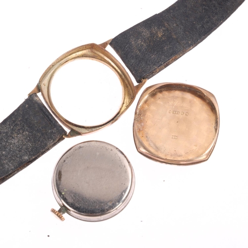 1010 - ROTARY - a Vintage 9ct gold Supersport mechanical wristwatch, circa 1940s, silvered dial with black ... 