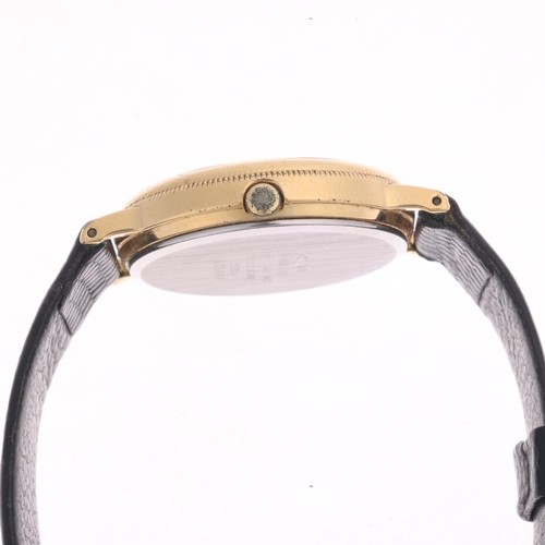 1014 - CASIO - a gold plated stainless steel Traddy Neo Classic quartz calendar wristwatch, silvered dial w... 