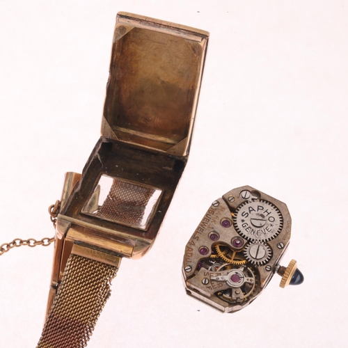 1019 - SAPHO - a lady's Art Deco 9ct rose gold mechanical bracelet watch, circa 1920, tonneau mother-of-pea... 