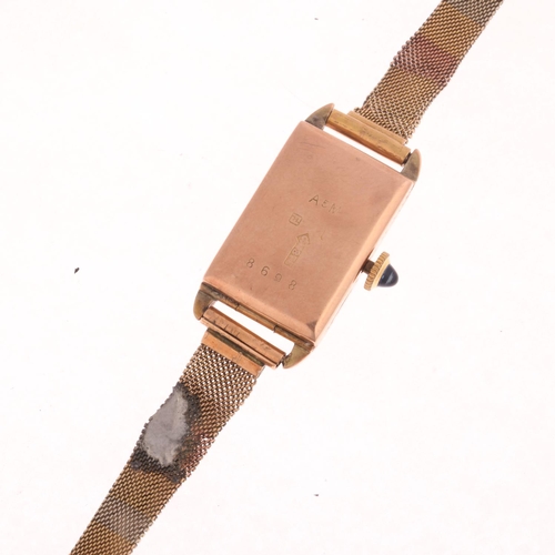 1019 - SAPHO - a lady's Art Deco 9ct rose gold mechanical bracelet watch, circa 1920, tonneau mother-of-pea... 