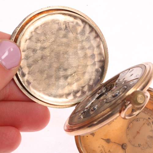 1030 - An early 20th century 9ct rose gold full hunter slimline keyless pocket watch, retailed by S Smith &... 