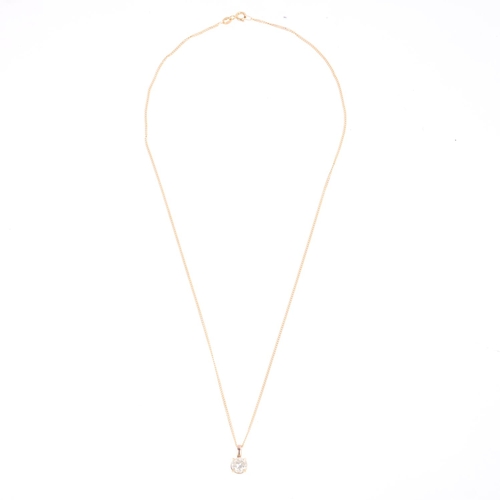 1121 - An 18ct gold 1.12ct single stone diamond pendant necklace, claw set with 1.12ct modern round brillia... 