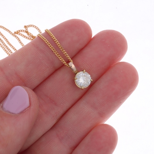 1121 - An 18ct gold 1.12ct single stone diamond pendant necklace, claw set with 1.12ct modern round brillia... 