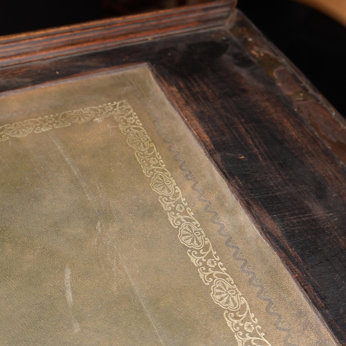 2001A - An early 20th century 24 drawer mahogany collector's chest, with tooled and embossed green leather s... 