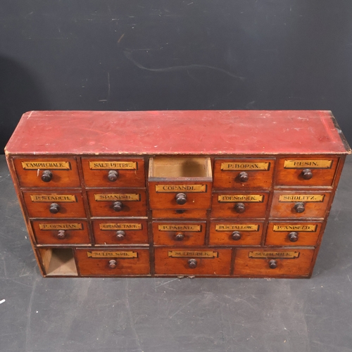 2000 - A 19th Century Apothecary cabinet in pine and mahogany with hand painted decoration and eighteen dra... 