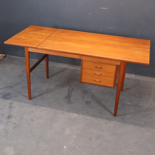 2005 - Arne Vodder for H. Sigh & Son - A mid 20th century teak desk, the sliding top extendable with single... 