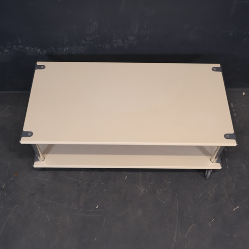 2007 - A 1970s mid-century Habitat two-tier coffee table in lacquered steel and cast aluminium on rubber ca... 