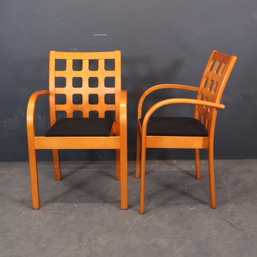 2011 - Eero Aarnio - A pair of 1990s post modern Ruutu chairs by Asko EFG. with pierced plywood back, steam... 