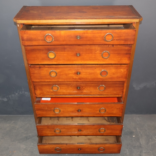 2014 - An early 19th century Austrian Biedermeier chest of seven drawers. W92.5cm, H148cm, D38cm.