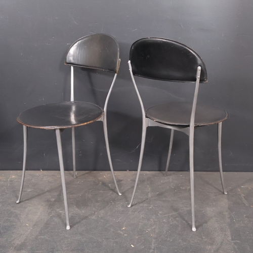 2027 - A set of 4 post modern Zanotta Tonietta chairs by Enzo Mari in cast aluminium and saddle leather, wi... 