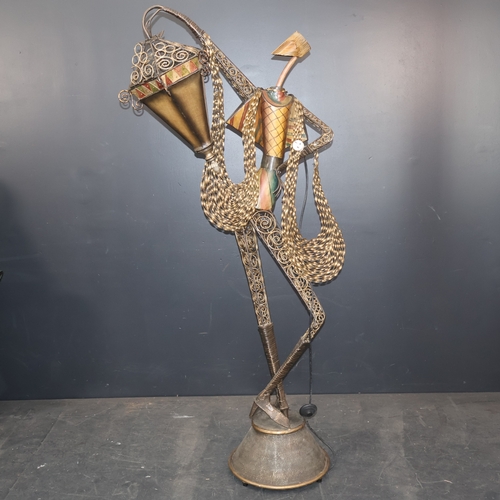 2043 - An Italian blacksmith made floor-standing lamp in the form of a ballerina with continental plug. H:1... 