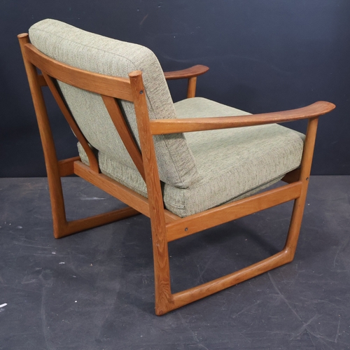 2046 - Peter Hvidt and Orla Molgaard Nielsen, a mid-century Danish teak lounge chair FD130, with sled base ... 