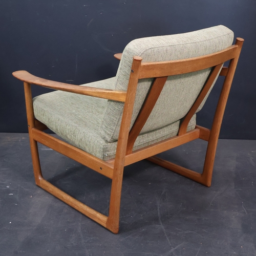 2047 - Peter Hvidt and Orla Molgaard Nielsen, a mid-century Danish teak lounge chair FD130, with sled base ... 