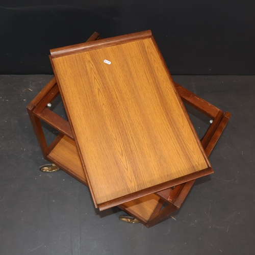 2050 - A Vintage Scandinavian teak and afromosia two tier drinks trolley with removable tray. W58cm, H66cm,... 