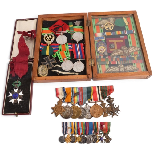 326 - A group of Great War Service medals and miniatures, awarded to Lieut F J Danby-Hunter 1503, includin... 