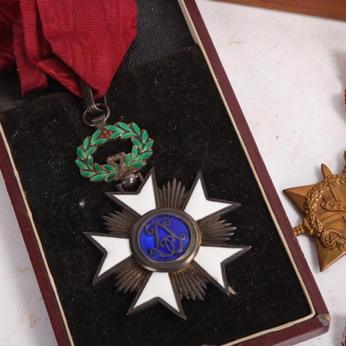 326 - A group of Great War Service medals and miniatures, awarded to Lieut F J Danby-Hunter 1503, includin... 