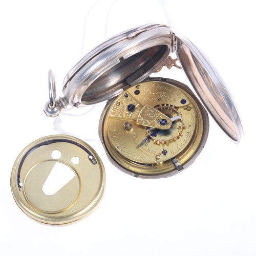 1031 - A 19th century silver full hunter key-wind pocket watch, T R Russell, 18 Church Street, Liverpool, w... 