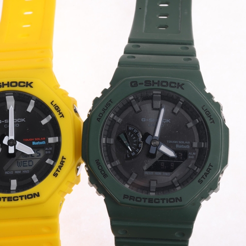 1038 - 3 Casio G-Shock quartz wristwatches, ref. GA-V2100, comprising yellow green and red, all working ord... 